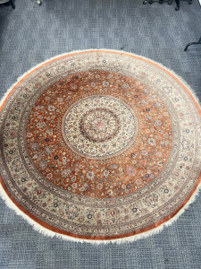 Persian Hand Knotted Fine/High Quality Silk Rug with Fringe, 530 KPSI, Believed to be from the City of Tabriz, Kashan or Qom in Iran. Size Dia 245cm.