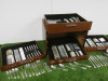 Set of 210 x Christofle France Hallmarked Silver Cutlery & Serving Utensils in Christofle Four Draw Wooden Cutlery Chest to Include: Knives, Forks, Spoons, Ladles & Cake Slice. Chest Size H37 x W51 x D38cm. - 2