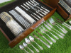 Set of 210 x Christofle France Hallmarked Silver Cutlery & Serving Utensils in Christofle Four Draw Wooden Cutlery Chest to Include: Knives, Forks, Spoons, Ladles & Cake Slice. Chest Size H37 x W51 x D38cm. - 7