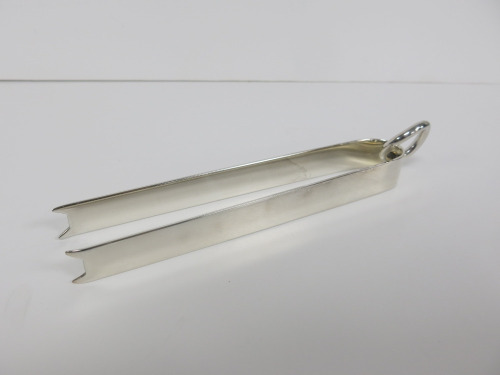 Christofle France, Silver Ice Tongs in Cloth Pouch.