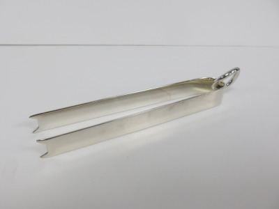 Christofle France, Silver Ice Tongs in Cloth Pouch.