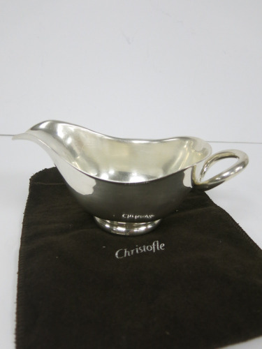 Christofle France, Silver Gravy Boat in Cloth Pouch. Size H8cm.