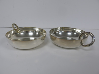 2 x Christofle France, Silver Bangle Bowls in Cloth Pouch. Size Dia 14cm.