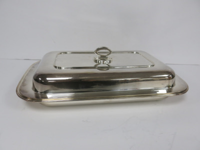 Gabrielli Lavorazione A Mano, Hallmarked 800 Silver Serving Dish with Lid. Size W29 x D45cm.