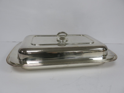 Gabrielli Lavorazione A Mano, Hallmarked 800 Silver Serving Dish with Lid. Size W29 x D45cm. NOTE: requires polish.