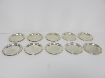 10 x Hallmarked Silver Circular Dishes/Trays. Size Dia 12.5cm.