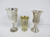 3 x Kiddush Style Cups with Floral Pattern/Designs.