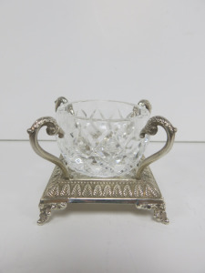 HADAD Hallmarked 925 Silver and Glass Open Salt Dish.