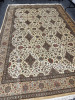Persian Hand Knotted Fine Silk Rug with Fringe, 530 KPSI - Believed to be from the City of Isfahan or Qom in Iran. The text Woven in Appears Persian Possibly Describing the Weavers Name or Place of Origin. Size 355 x 250cm.