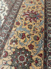 Persian Hand Knotted Fine Silk Rug with Fringe, 530 KPSI - Believed to be from the City of Isfahan or Qom in Iran. The text Woven in Appears Persian Possibly Describing the Weavers Name or Place of Origin. Size 355 x 250cm. - 6