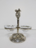 Christofle France Silver Floral Design Stand with 2 x Salt and Pepper Cellar Dishes.