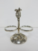 Christofle France Silver Floral Design Stand with 2 x Salt and Pepper Cellar Dishes. - 4