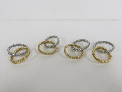 4 x L'OBJET Silver and Gold Napkin Rings.