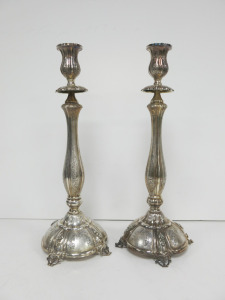 2 x Tall Benedetti Silver Floral Design Candle Holders.