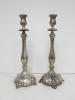 2 x Tall Benedetti Silver Floral Design Candle Holders.