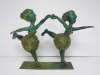 Bronze Sculpture of Leaping Abstract Dancing Ladies Holding Hands.