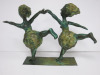Bronze Sculpture of Leaping Abstract Dancing Ladies Holding Hands. - 5