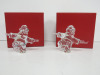 2 x Baccarat Clear Crystal Santa Claus Figurines in Boxes.
