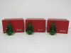 3 x Baccarat Green Crystal and Gold Stars Louxor Christmas Tree Ornaments in Boxes.