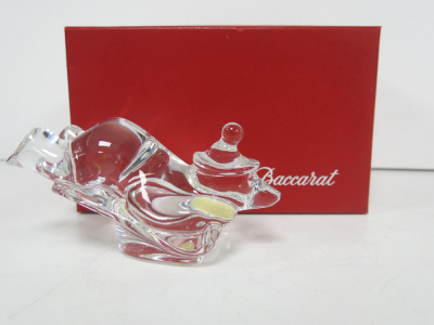 Baccarat Clear Crystal Polar Bear on a Sled Figurine.