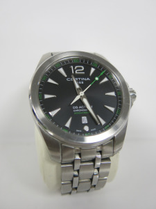 Certina 1888 Men's D Action Watch, Quarts Stainless Steel Bracelet with Black Dial