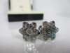 MONTBLANC Star Collection 18ct White Gold Cufflinks Set with 24 x Precious Stones. Comes in Original Box (Poor Condition). Hallmarked Au 750. NOTE: 1 cufflink requires repair.