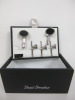 David Donahue Sterling Silver & Onyx Stud Set with 2 x Cufflinks & 3 x Shirt Studs.
