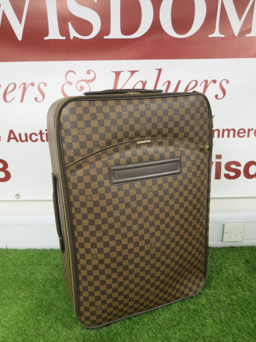 Louis Vuitton Brown Pegase 65 Voyage Travel Damier Ebene Rolling Suitcase. Size H65cm, W45cm & D25cm. NOTE: condition as viewed/inspected.