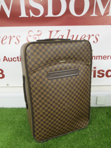 Louis Vuitton Brown Pegase 65 Voyage Travel Damier Ebene Rolling Suitcase. Size H65cm, W45cm & D25cm. NOTE: condition as viewed/inspected.