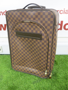 Louis Vuitton Brown Pegase 55 Suitcase Travel Cabin Damier Ebene Rolling Suitcase. Size H55cm, W38cm & D18cm. NOTE: condition as viewed/inspected.