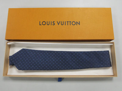 Louis Vuitton Navy Blue Monogram Canvas Tie, with Original Box.