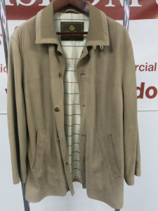 Loro Piana Men's Stone Suede Jacket with Chequered Interior. Size XXL.