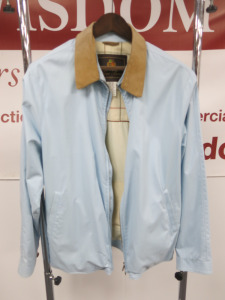 Loro Piana Men's Light Blue and Tanned Trim Workwear Jacket with Chequered Interior. Size XXL.