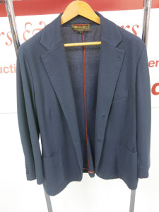 Loro Piana Men's Navy Textured Wool Suit Jacket. Size 60.