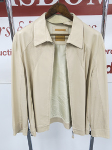 Brioni Men's Beige Leather Jacket. Size XL.