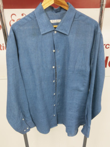 Loro Piana Men's Washed Teal Long Sleeve Shirt. Size XXL.