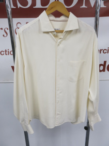 Loro Piana Men's Cream Silk Long Sleeve Shirt. Size XXL.