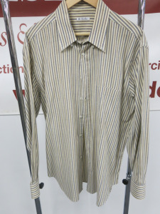 Loro Piana Men's Beige, Brown and Blue Stripped Long Sleeve Shirt. Size XXL.