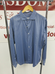 Loro Piana Men's Washed Blue Silk Long Sleeve Shirt. Size XXL.