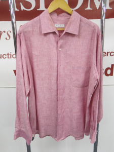 Loro Piana Men's Washed Pink Long Sleeve Shirt with White Buttons. Size XXL.