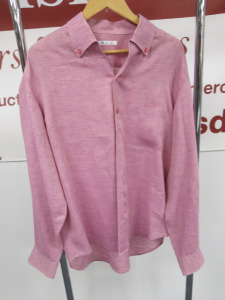 Loro Piana Men's Washed Pink Long Sleeve Shirt with Red Buttons. Size XXL.