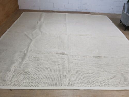 Heavy Cream & Brown Woven Carpet/Rug with Edging. Size 383 x 383cm.