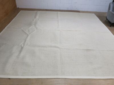 Heavy Cream & Brown Woven Carpet/Rug with Edging. Size 383 x 383cm.