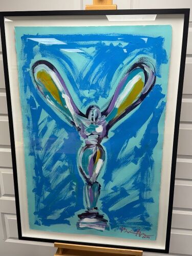 Original Bradley Theodore (b1990) 2017 'Skull of Ecstasy Blue Shades', Acrylic on Cold Pressed Paper, Framed and Glazed by Graham Harrison Framing Ltd. Size of Frame: H113.5cm & W78.5cm.