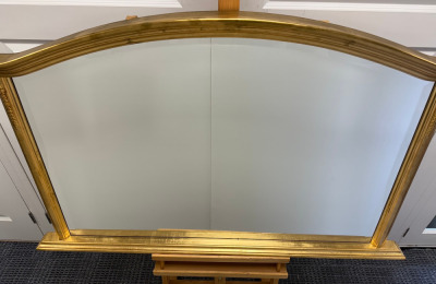 Bevelled Edge Gold Framed Over Mantel Mirror. H78cm x W113cm.
