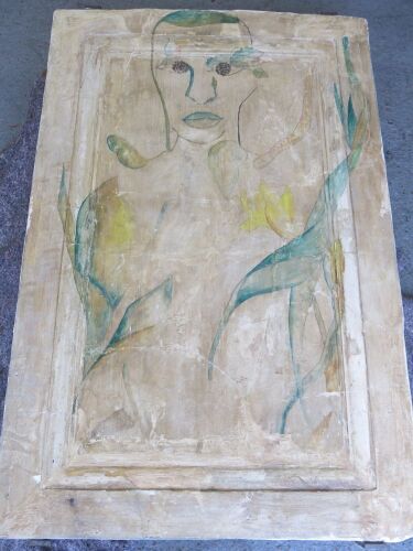 Mural on Plaster 'Palladium Leaves' 1985. Size 100 x 150cm.