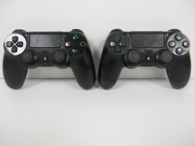 2 x Standard Black SONY PS4 Pads, NOTE: 1 x controller has slightly sensitive X button.