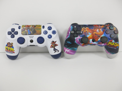 2 x Mixed Custom 'Crash Bandicoot' PS4 Pads.