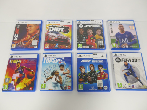 8 x Assorted Sports PS5 Games to Include: 1 x 16+, 1 x 12+ & 6 x 3+ (As Pictured).