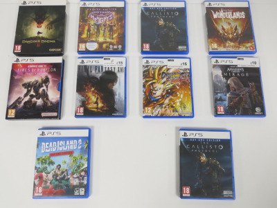 10 x Assorted Combat PS5 Games to Include: 12+-18+ Years. (As Pictured).